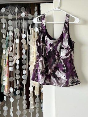 Purple floral silk top